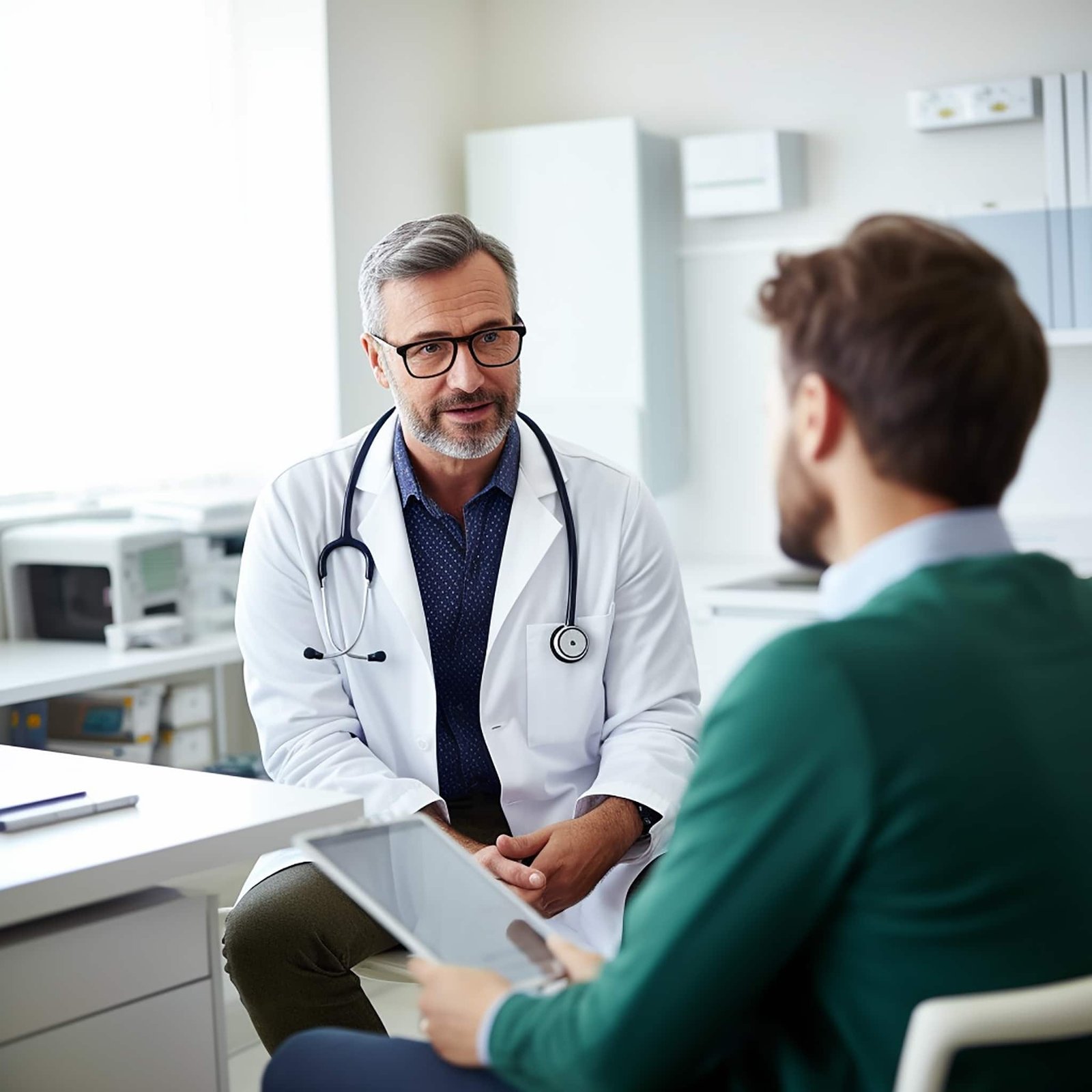 Médico com paciente jovem